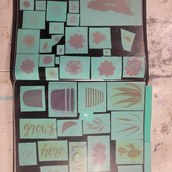 Bundle 4 ~ Reusable Silk Screen Stencils ~ 18 x 15 Binder~ Flowers, Garden, Bunn - Picture 15 of 16
